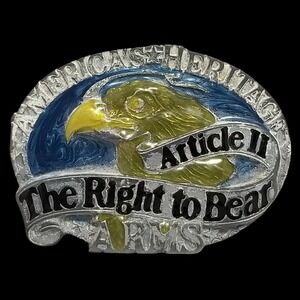 America's Heritage Article II The Right to Bear Arms Eagle Belt‎ Buckle Pewter